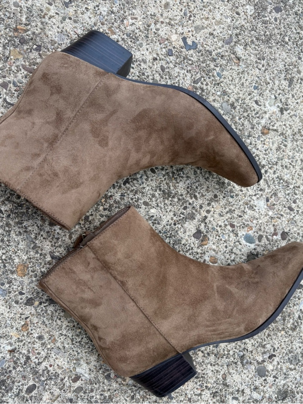 Old Navy Medium Brown Faux Suede Ankle Boots Women's Zip Side Bootie Size 9 Heel